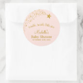 Twinkle Little Shooting Star Pink Gold Baby shower Ronde Sticker (Tas)
