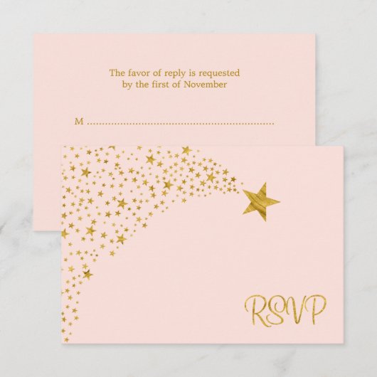 Twinkle Little Shooting Star Pink Gold RSVP (Voorkant / Achterkant)