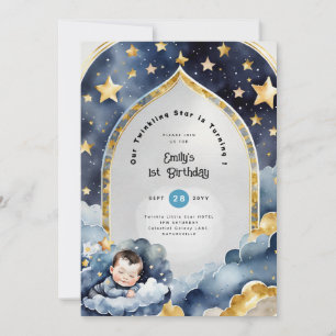 Twinkle Little Star 1e VERJAARDAG, BABY SHOWER BOY Kaart