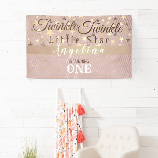 Twinkle Little Star 1e verjaardag Spandoek (Insitu)