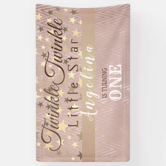 Twinkle Little Star 1e verjaardag Spandoek (Verticaal)