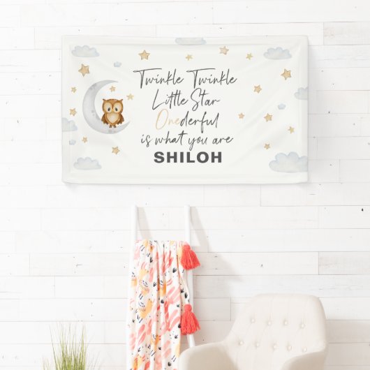 Twinkle Little Star 1e verjaardagsfeestje Spandoek (Insitu)