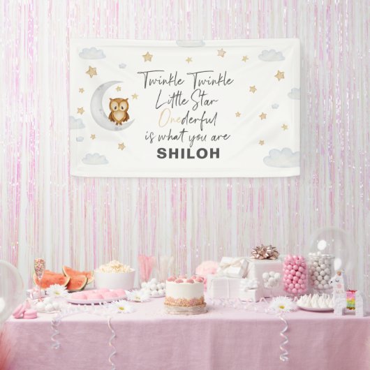 Twinkle Little Star 1e verjaardagsfeestje Spandoek (Feest)
