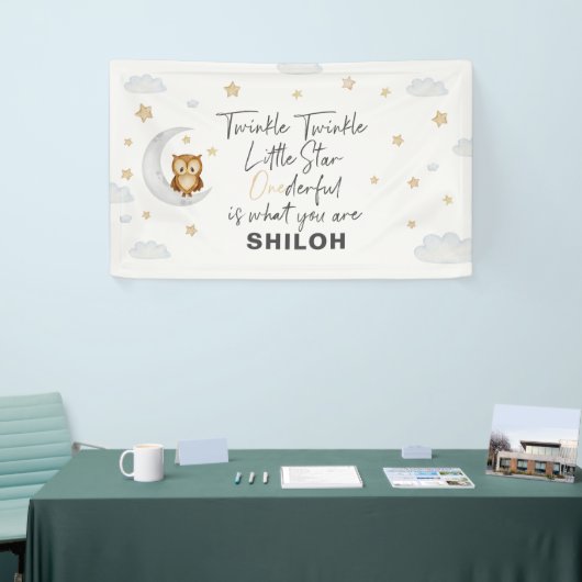 Twinkle Little Star 1e verjaardagsfeestje Spandoek (Beurs)