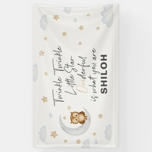 Twinkle Little Star 1e verjaardagsfeestje Spandoek (Verticaal)