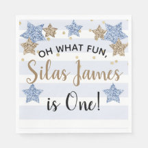Twinkle Little Star 1st Birthday Blue Napkins
