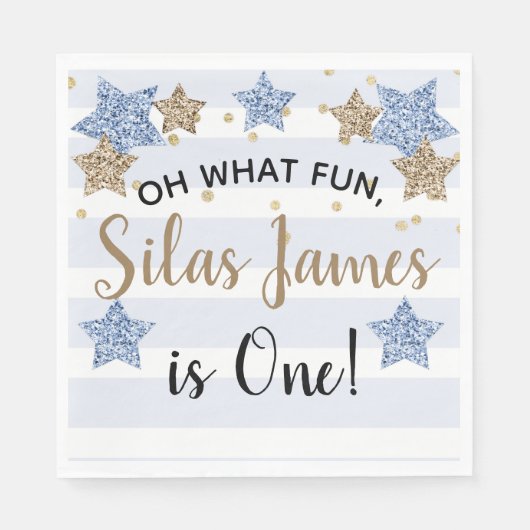 Twinkle Little Star 1st Birthday Blue Napkins Servet (Voorkant)