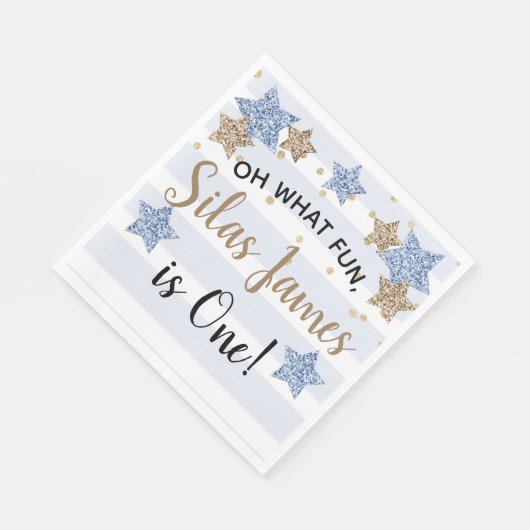 Twinkle Little Star 1st Birthday Blue Napkins Servet (Hoek)