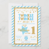 Twinkle Little Star 1st Birthday Invitation Boy Kaart (Voorkant)