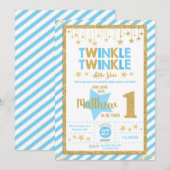 Twinkle Little Star 1st Birthday Invitation Boy Kaart (Voorkant / Achterkant)