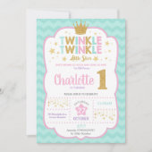 Twinkle Little Star 1st Birthday Invitation Girl Kaart (Voorkant)