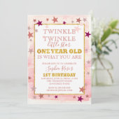Twinkle Little Star 1st Birthday Invitation Kaart (Staand voorkant)