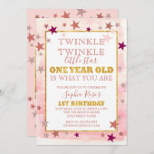 Twinkle Little Star 1st Birthday Invitation Kaart (Voorkant / Achterkant)