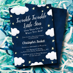 Twinkle Little Star 1st Birthday Invitation Kaart