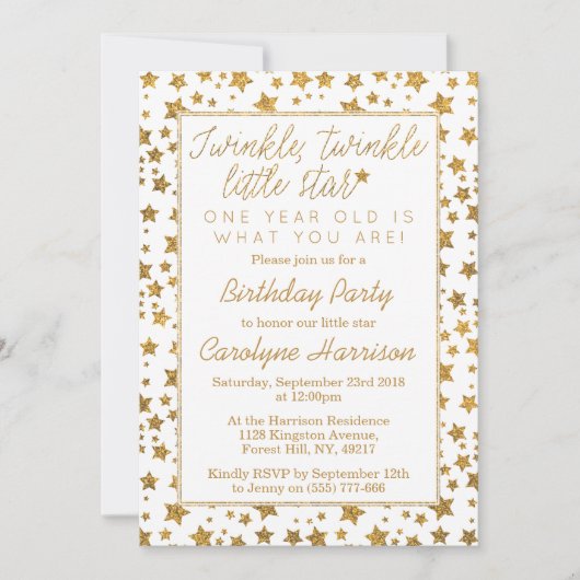 Twinkle Little Star 1st Birthday Kaart (Voorkant)