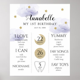 Twinkle Little Star 1st Birthday Milestone Paars Poster