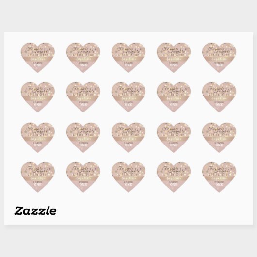 Twinkle Little Star 1st Birthday Pink and Gold Hart Sticker (Vel)