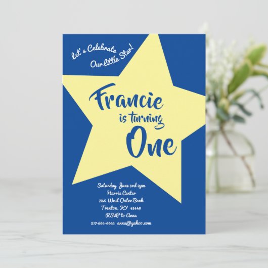 Twinkle Little Star 1st Verjaardag Schattigee Uitn Kaart (Staand voorkant)