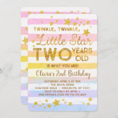Twinkle Little Star 2nd Birthday Invitation Kaart (Voorkant / Achterkant)