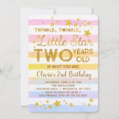 Twinkle Little Star 2nd Birthday Invitation Kaart (Voorkant)