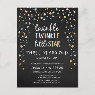 Twinkle Little Star 3 jaar oud is wat je bent! Uitnodiging Briefkaart