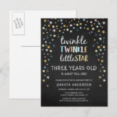Twinkle Little Star 3 jaar oud is wat je bent! Uitnodiging Briefkaart (Voorkant / Achterkant)