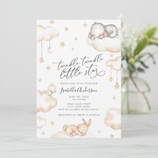 Twinkle Little Star Animals Neutraal Baby shower Kaart (Staand voorkant)