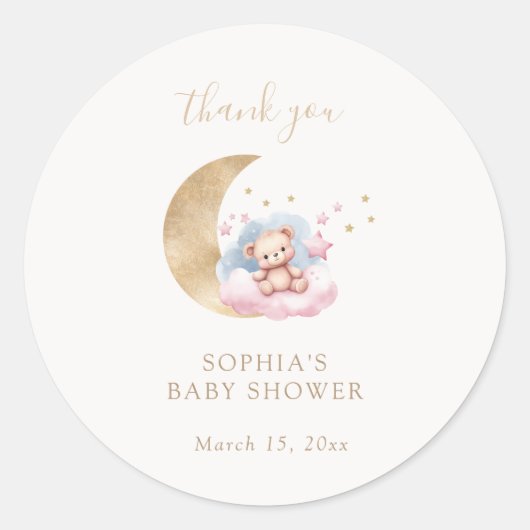 Twinkle Little Star Baby Beer Dank je wel Ronde Sticker (Voorkant)