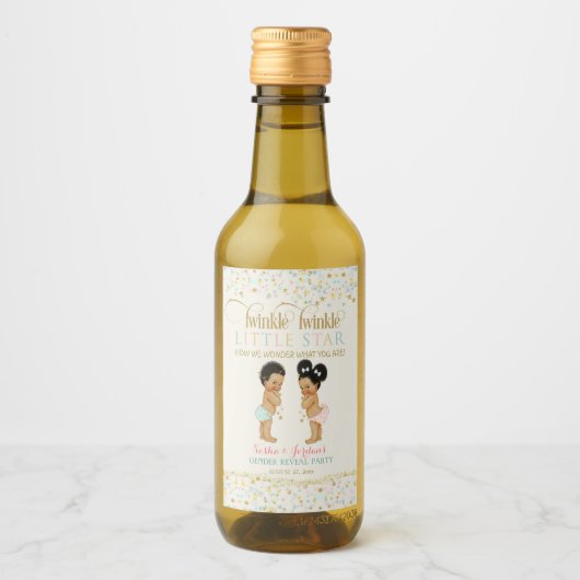 Twinkle Little Star Baby Gender onthaal Boy Girl Wijn Etiket (Voorkant)