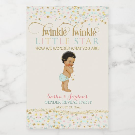 Twinkle Little Star Baby Gender onthulling Boy Wijn Etiket (Enkel label)