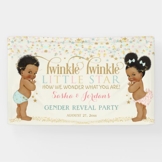 Twinkle Little Star Baby Geslacht Neutraal Etnisch Spandoek (Horizontaal)