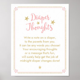 Twinkle Little Star Baby Girl Shower Diaper Sign Poster