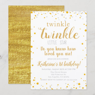 Twinkle Little Star Baby Gold Girls Verjaardag Kaart