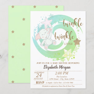 Twinkle Little Star, Baby Green Baby shower Kaart