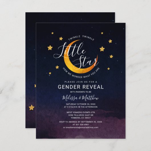 Twinkle Little Star Baby onthaal de ruimte Kaart (Voorkant / Achterkant)