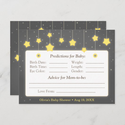 Twinkle Little Star Baby Predication and Advice Advieskaart (Voorkant / Achterkant)
