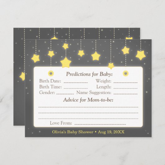 Twinkle Little Star Baby Prediction Advice Name Advieskaart (Voorkant / Achterkant)