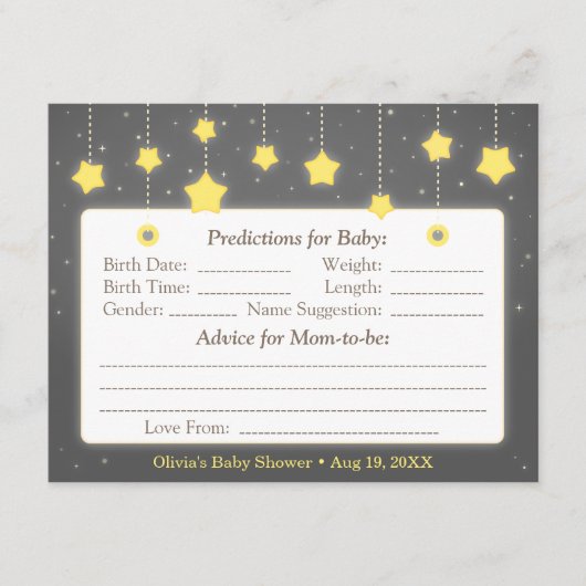 Twinkle Little Star Baby Prediction Advice Name Advieskaart (Voorkant)
