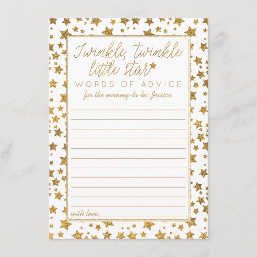 Twinkle Little Star Baby shower Advice Advieskaart (Voorkant)