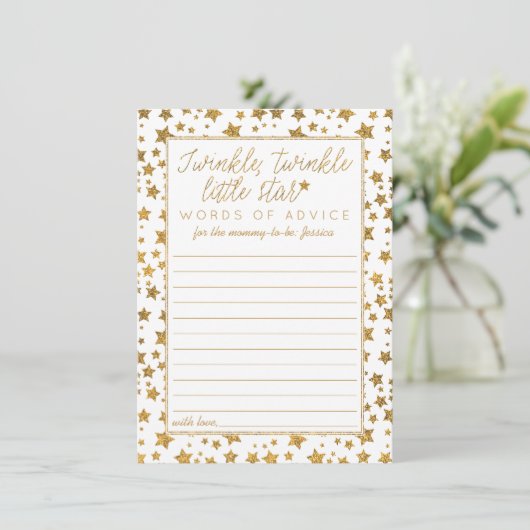 Twinkle Little Star Baby shower Advice Advieskaart (Staand voorkant)