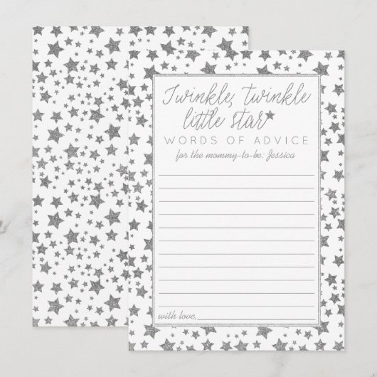 Twinkle Little Star Baby shower Advice Advieskaart (Voorkant / Achterkant)