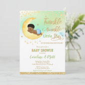 Twinkle Little Star Baby shower African American Kaart (Staand voorkant)