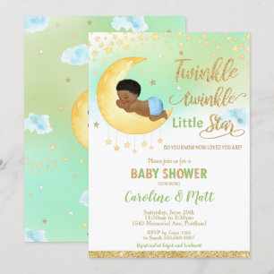 Twinkle Little Star Baby shower African American Kaart