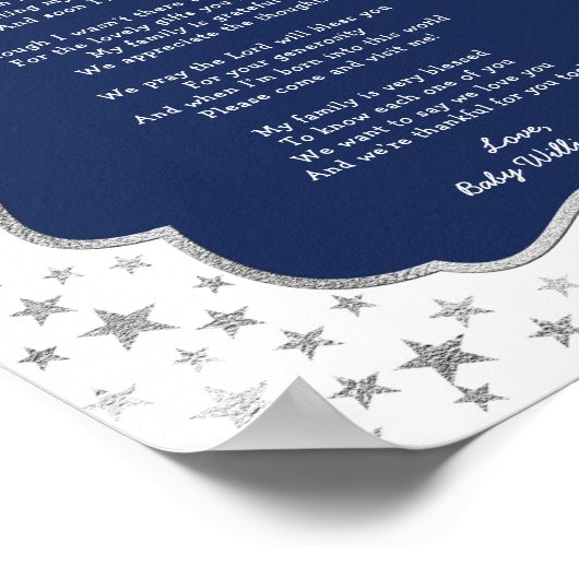 Twinkle Little Star Baby shower bedankt je teken Poster (Hoek)