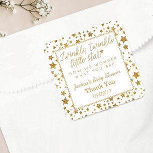 Twinkle Little Star Baby shower Bedankt Vierkante Sticker