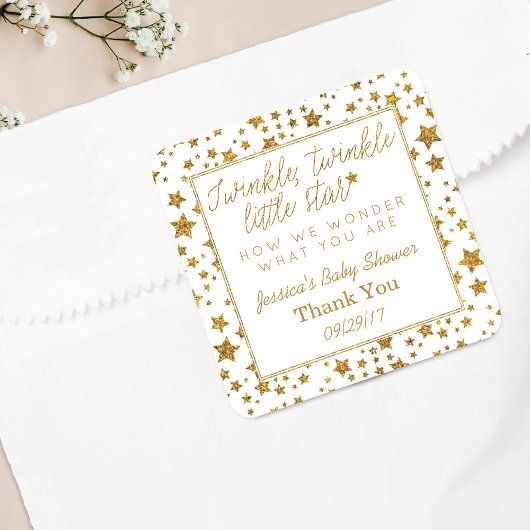 Twinkle Little Star Baby shower Bedankt Vierkante Sticker