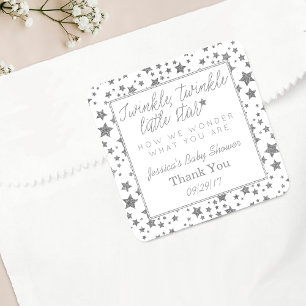 Twinkle Little Star Baby shower Bedankt Vierkante Sticker