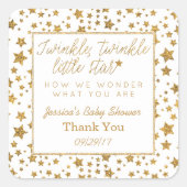 Twinkle Little Star Baby shower Bedankt Vierkante Sticker (Voorkant)