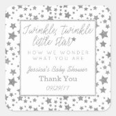 Twinkle Little Star Baby shower Bedankt Vierkante Sticker (Voorkant)