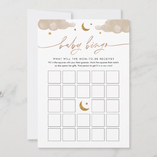 Twinkle Little Star Baby shower Bingo Game Kaart (Voorkant)